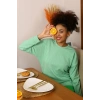 Kadın Uzun Kol 3 İplik Penye Pijama Takım Yeşil