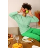 Kadın Uzun Kol 3 İplik Penye Pijama Takım Yeşil