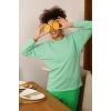 Kadın Uzun Kol 3 İplik Penye Pijama Takım Yeşil