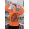 Kadın Uzun Kol Penye Pijama Takım Turuncu