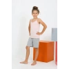 Kız Çocuk İp Askılı Şortlu Penye Pembe Pijama Takım
