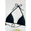 Leopar Desenli ve Siyah 2’li Üçgen Bikini Üstü Seti Bağlamalı Minimal Kesim Kadın Mayo Üstü