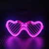 Pembe Led Işıklı Kalp Gözlük – 3 Modlu Parti - Glow Gözlüğü