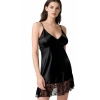 Siyah Saten Mini Gecelik Zarif Kadın Gece Elbisesi