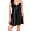 Siyah Saten Mini Gecelik Zarif Kadın Gece Elbisesi
