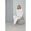 Welsoft Polar Kadın Büyük Beden Pijama Takımı Ekru