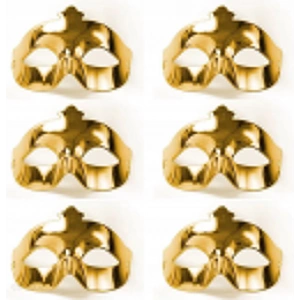 Altın Metalize Renk Düz Balo Parti Maskesi 6 Adet