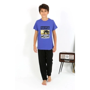 Erkek Çocuk Kısa Kol Penye Pijama Takım Saks