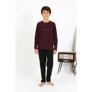 Erkek Çocuk Uzun Kol Penye Pijama Takım Bordo