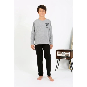 Erkek Çocuk Uzun Kol Penye Pijama Takım Gri