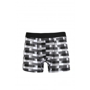 Erkek Penye Likralı Desenli Boxer Füme