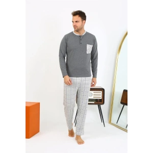 Erkek Uzun Kol Penye Antrasit Pijama Takımı