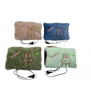 Fişli - Şarjlı  Sıcak Su Torbası Polar - Kadife Kumaş -hayvan Nakışlı