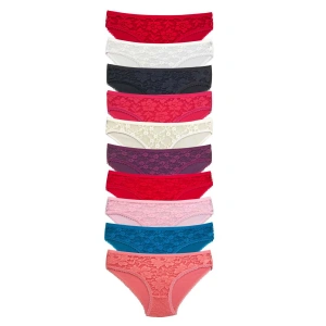 Giyim 10 Adet Önü Dantelli Transparan Kadın Slip Külot S231