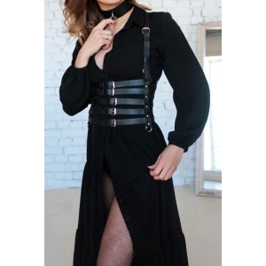 Giyim 5 Sıralı Deri Kemer Ve Choker Takım - Brf609