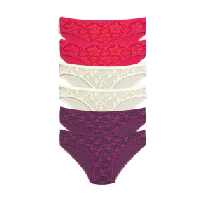 Giyim 6 Adet Önü Dantelli Transparan Kadın Slip Külot S130