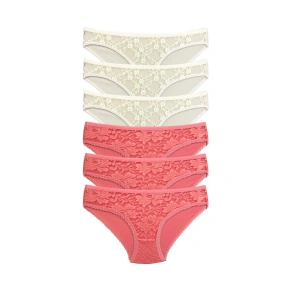 Giyim 6 Adet Önü Dantelli Transparan Kadın Slip Külot S35