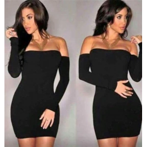 Giyim  B101190 Eldivenli Straplez Mini Elbise