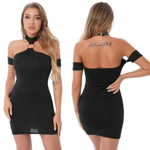 Giyim  Bayan Fantazi Halkalı Mini Elbise