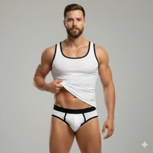 Giyim Beyaz Delikli Kumaş Tank Top Slip Takımı