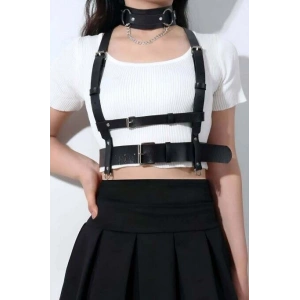 Giyim Deri Göğüs Harness Ve Choker-tasma Takım - Brf959