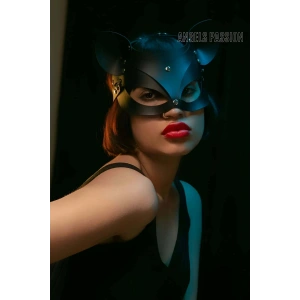 Giyim Deri Kedi Maskesi - Deri Maske - Seksi Maske - Brf558