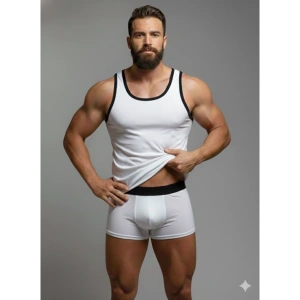 Giyim Erkek Beyaz Tank Top Boxer Takım