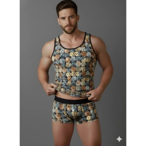 Giyim Erkek Desenli Tank Top Boxer Takımı