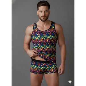 Giyim Erkek Renkli Tank Top Boxer Takımı