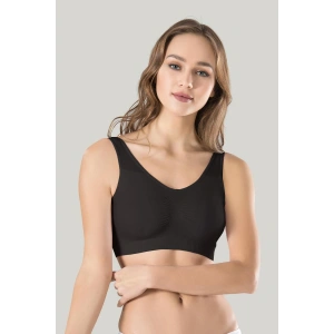 Giyim Kadın Siyah Kalın Askılı Çıkarılabilir Pedli Örme Seamless Dikişsiz Basic Büstiyer