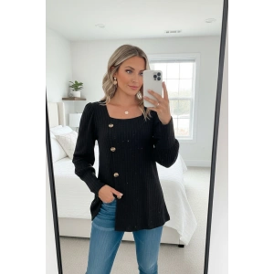 Giyim Kadın Uzun Kollu Düğmeli Mevsimlik Bluz – Yumuşak Dokulu, Esnek Ve Sıcak Tutan Kumaş