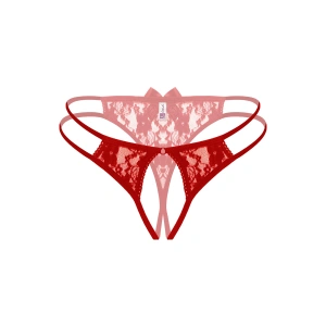 Giyim  Kırmızı Dantelli Önü Açık Fantezi Külot