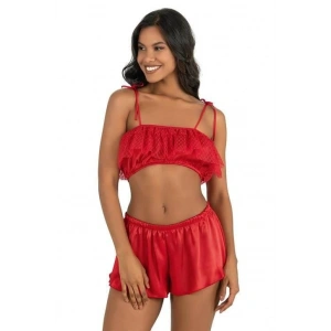 Giyim Kırmızı Saten Şort Takımı 9206