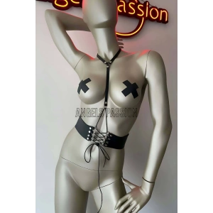 Giyim Klipsli Deri Korse Harness - Deri Korse Elbise - Brf594