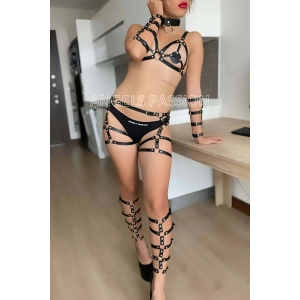 Giyim Kol Ve Bacak Deri Detaylı Full Harness Takım