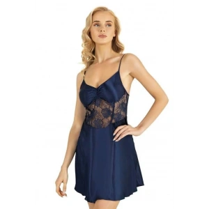 Giyim Lacivert Kısa Saten Gecelik 8239