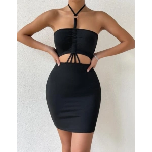 Giyim  Önden Büzgülü Mini Elbise