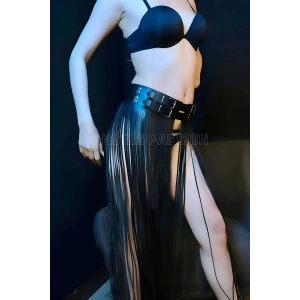 Giyim Püsküllü Deri Etek Harness - Brf1090