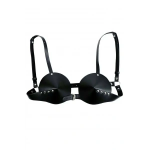 Giyim Siyah Göğüs Harness Zımbalı Konik Kaplı Deri - Brf250