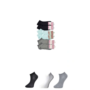 Giyim Siyah Gri Ve Beyaz Kadın Bilek Çorap 6 Çift