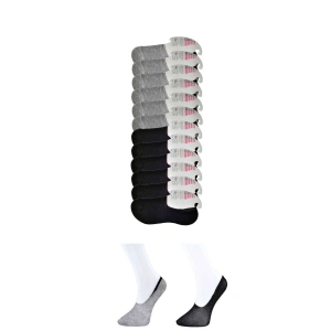 Giyim Siyah Ve Gri Kadın Babet Çorap 12 Çift