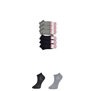 Giyim Siyah Ve Gri Kadın Bilek Çorap 6 Çift