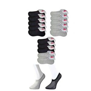 Giyim Siyah Ve Gri Kadın Görünmez Çorap 15 Çift