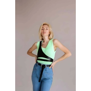 Giyim Üçgen Giysi Göğüs Kemeri, Tek Omuzdan Askılı Deri Harness - Brf1120