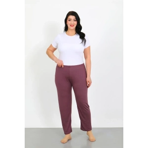 Kadın Büyük Beden Mürdüm Tek Alt Pijama