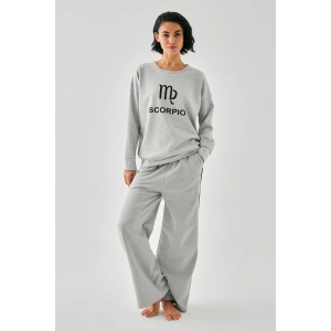 Kadın Gri Akrep Burcu Oversize 2 İplik Eşofman Ev Giyim Takımı