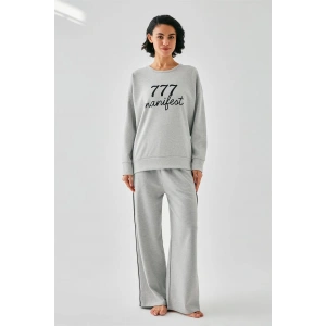 Kadın Gri Manifest Oversize 2 İplik Eşofman Ev Giyim Takımı