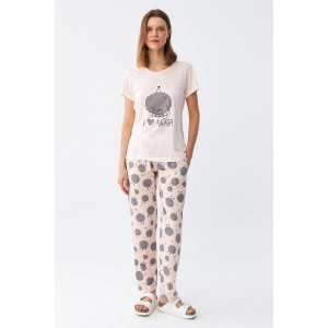 Kadın Kısa Kol Pijama Takım Pudra