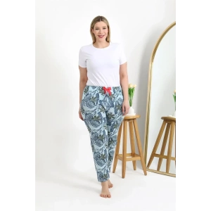 Kadın Pamuklu Büyük Beden Alt Pijama Mavi