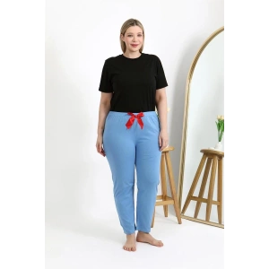 Kadın Pamuklu Büyük Beden Alt Pijama Mavi